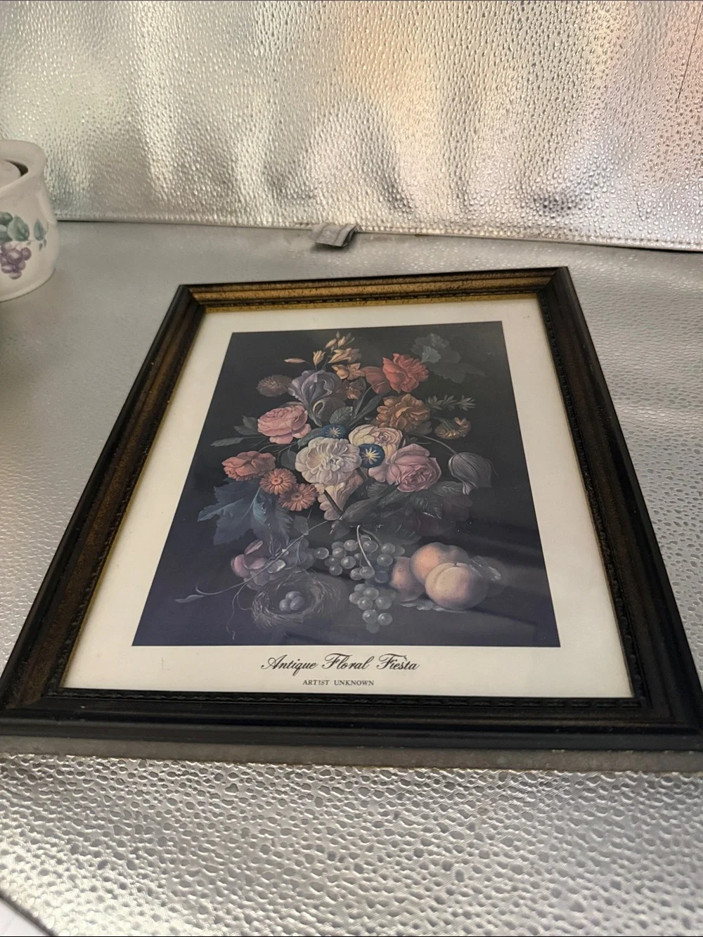Vintage Wood Still Life called “ Antique Floral Fiesta”